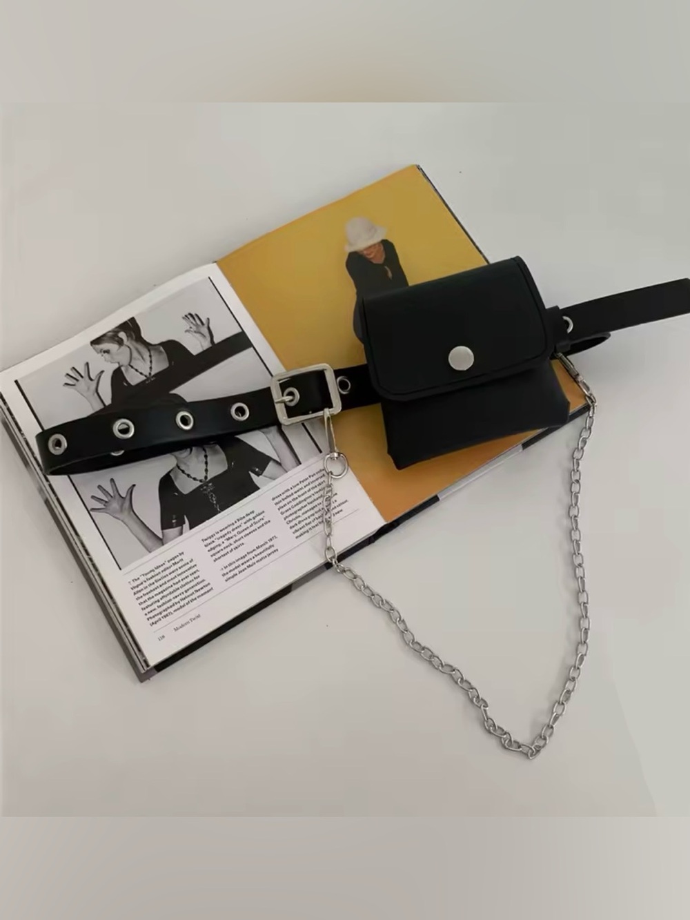 Black Crossbody Chain Bag with Silver Hardware - Picture 10 of 11